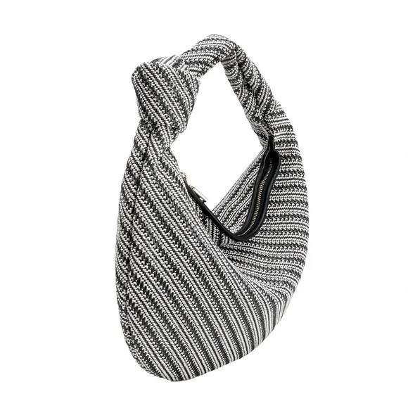 Melie Bianco Large Brigitte Black Raffia Shoulder Bag - Picture 2 of 7